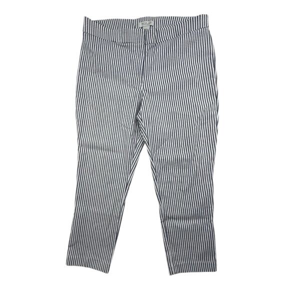 RACHEL ZOE Pants Cropped Blue White Nautical Striped Classic Womens 12 - Picture 1 of 8
